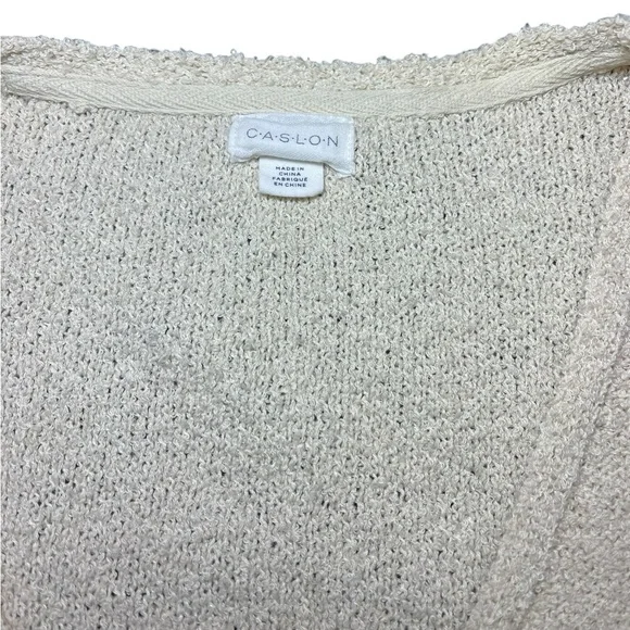 Caslon Boucle Knit Tunic Sweater Long Sleeves V-Neck Ivory Knit Pullover - Picture 8 of 16